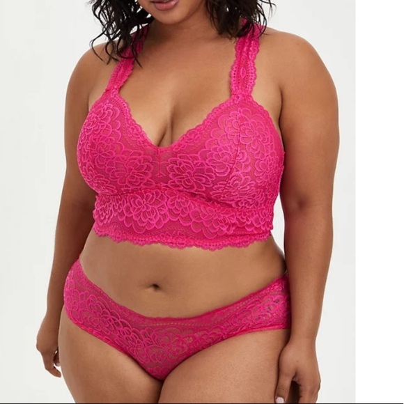 TORRID NWT HOT PINK RACERBACK BRALETTE & PANTY SET - Picture 2 of 8